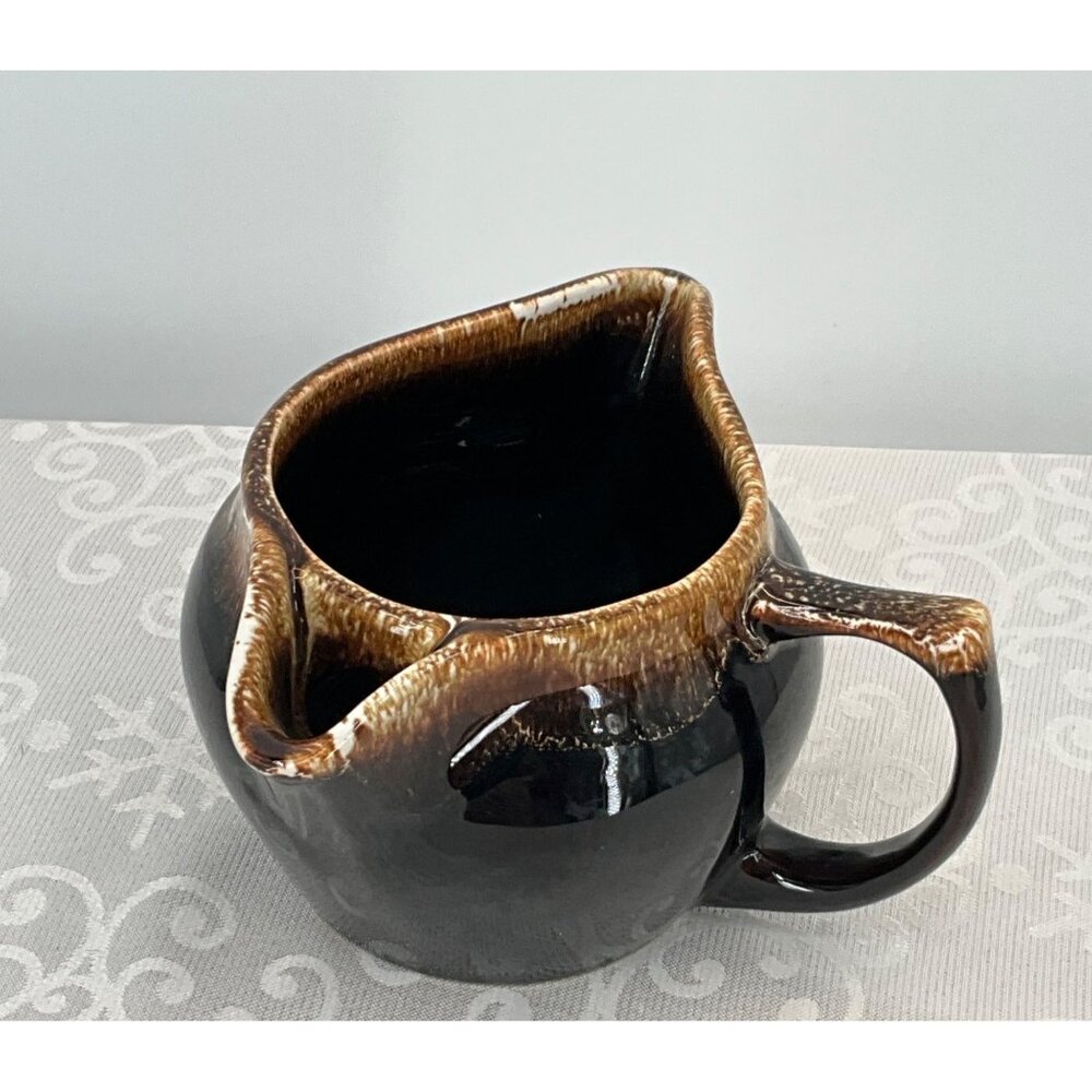Pfaltzgraff Brown Drip Ceramic Gravy Boat Double Spouts & Handle Approx.‎ 4.5" H